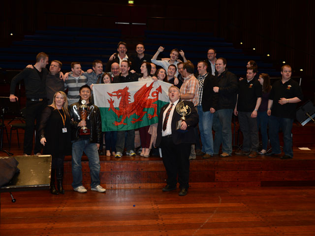 Cory Band celebrate on stage