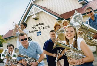 Band members outside the bandroom