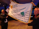 Flying the Manger World Champions flag